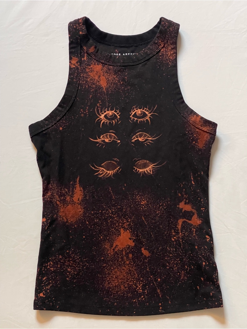 Graphic Eye Bleach Tie Dye Tank Top - Black & Rust: DIY, Tie Dyed, Homemade